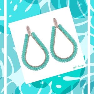 New Mint Green & Silver Beaded Teardrop Statement Post Fashion Earrings